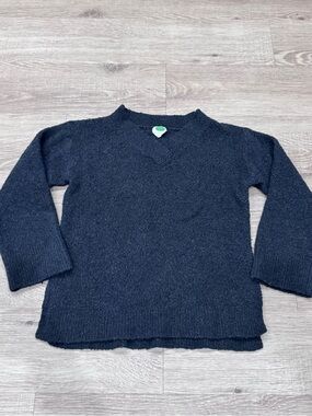 Anthropologie Bouclé Sweater Merino Wool Alpaca Blend Black Crew Neck M
